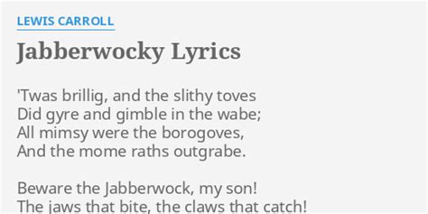 jabberwocky lewis carroll lyrics